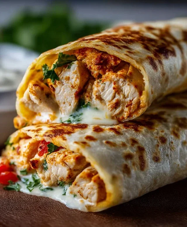 Low Carb Cheesy Garlic Chicken Wraps