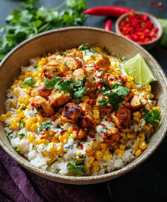 Street Corn Chicken Rice Bowl