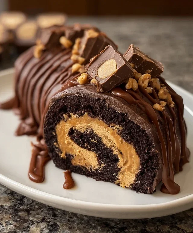 Peanut Butter Cup Chocolate Roll Cake