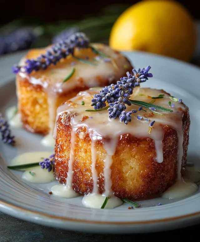 Mini Lemon Cakes With Lavender Glaze