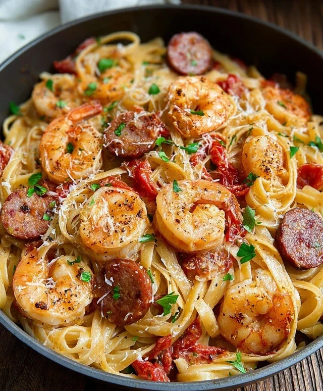 Creamy Cajun Shrimp Pasta with Sausage