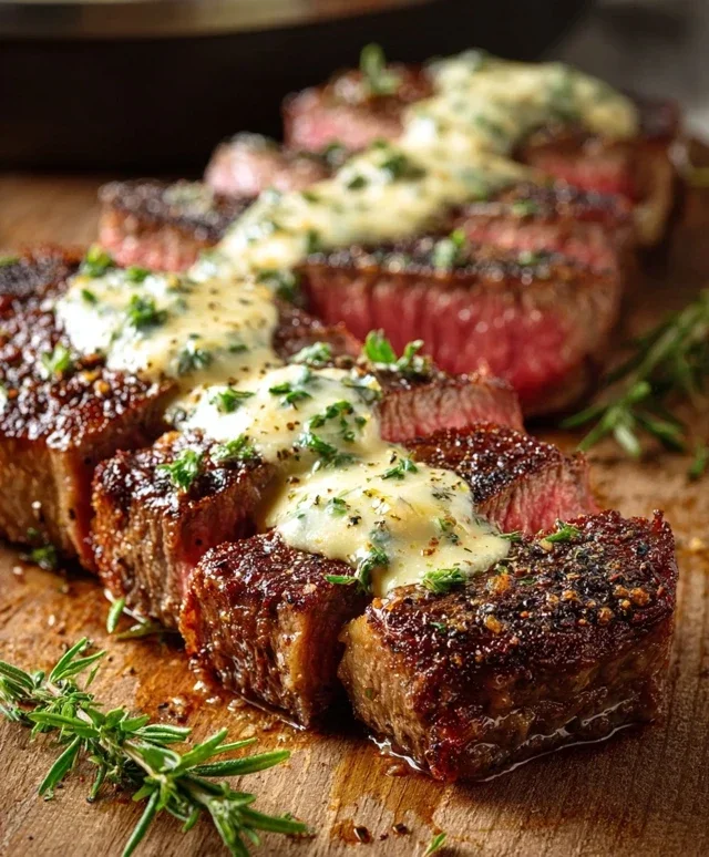 Garlic Butter Steak With Parmesan Cream Sauce