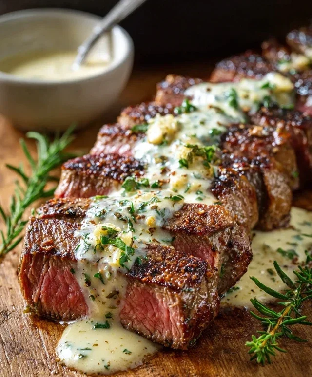 Garlic Butter Steak With Parmesan Cream Sauce