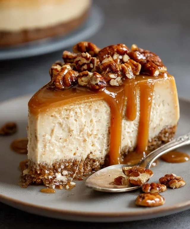 Vegan Caramel Pecan Cheesecake