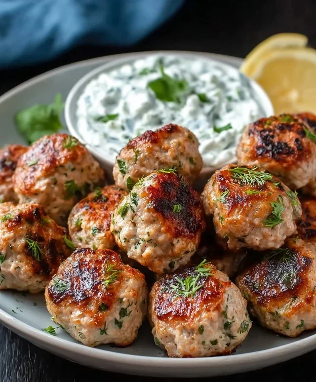 Greek Turkey Meatballs with Tzatziki