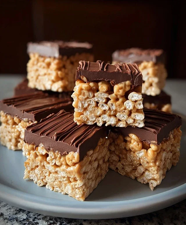 Chocolate Peanut Butter Rice Krispie Squares