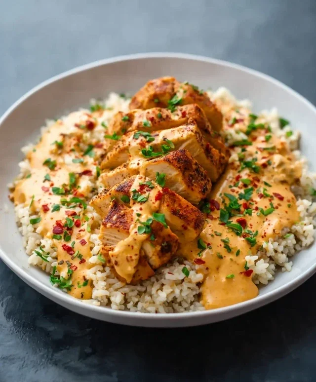 High Protein Creamy Cajun Chicken Rice