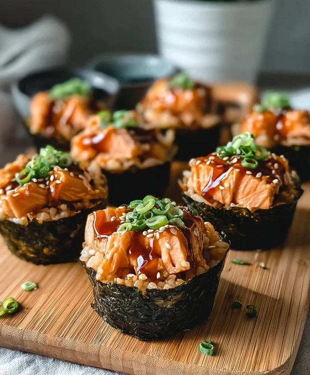 Spicy Salmon Sushi Cups