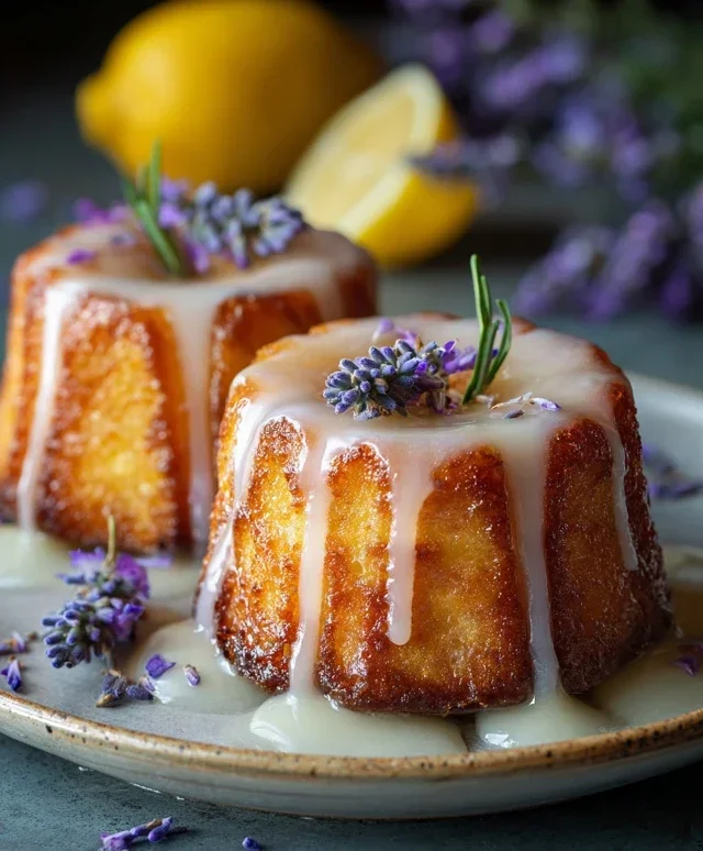 Mini Lemon Cakes With Lavender Glaze