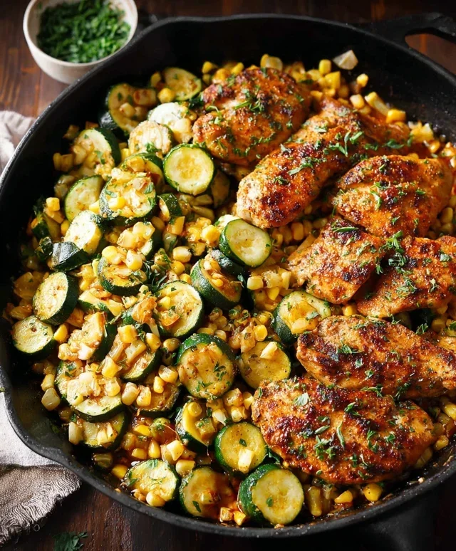 Garlic Butter Chicken with Zucchini and Corn - One-Pan, 30-Minute Meal