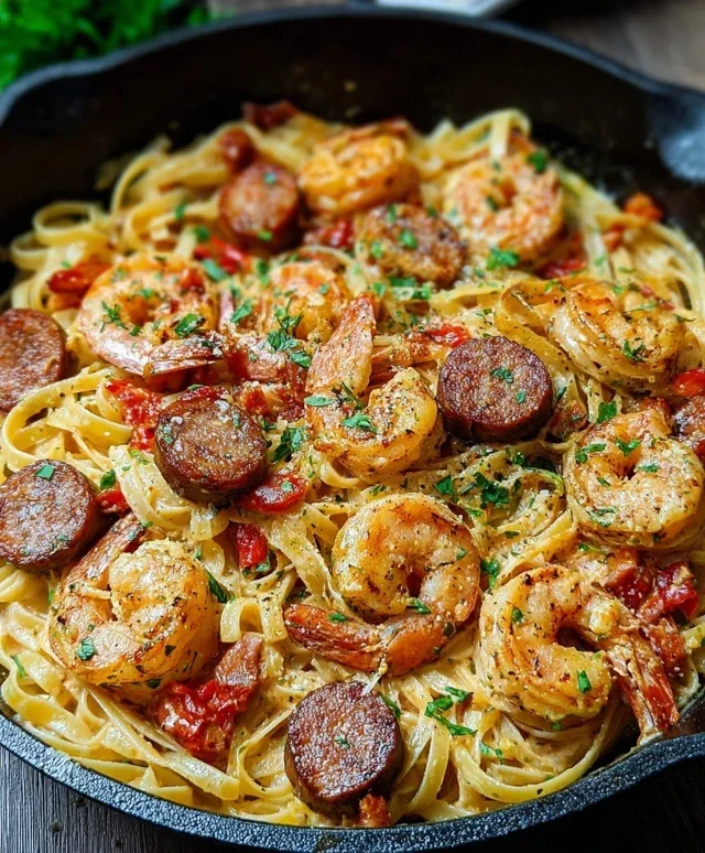 Creamy Cajun Shrimp Pasta with Sausage