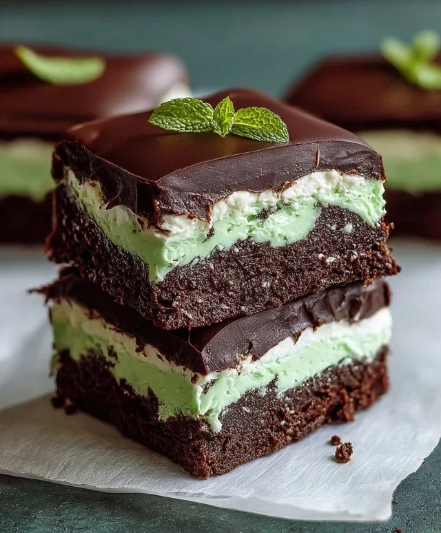 Triple-layer chocolate mint squares
