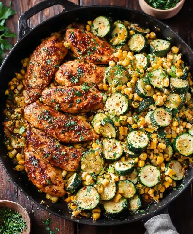 Garlic Butter Chicken with Zucchini and Corn - One-Pan, 30-Minute Meal