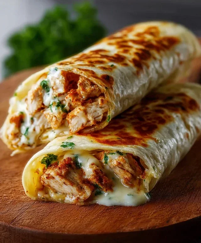 Low Carb Cheesy Garlic Chicken Wraps