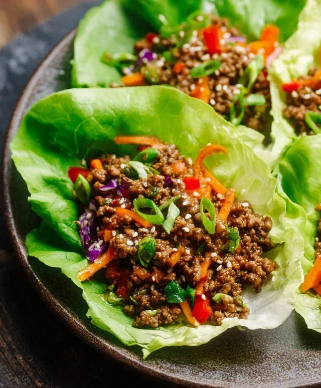 Asian Style Ground Beef Lettuce Wraps