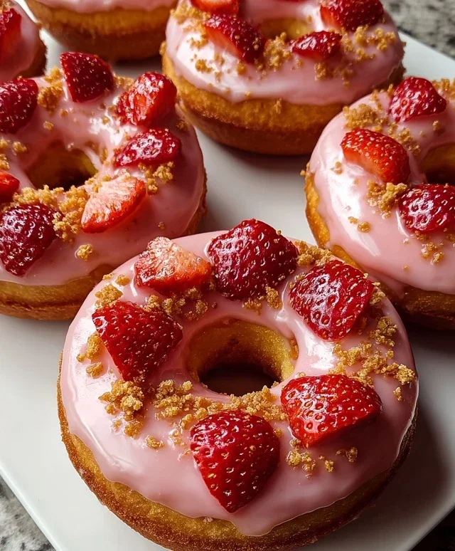 Freshly Glazed Strawberry Crunch Donuts