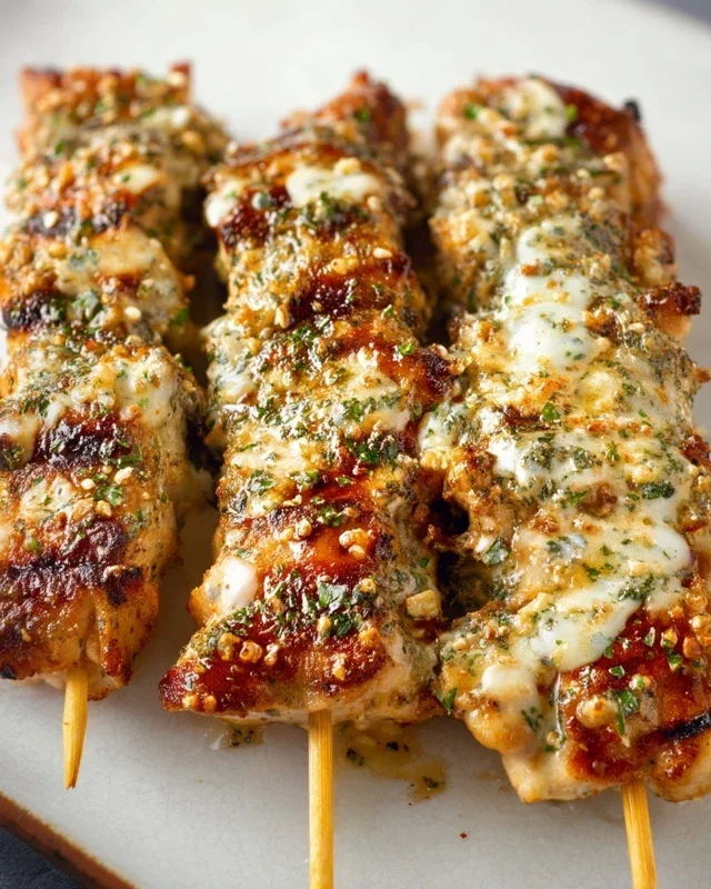 Garlic Parmesan Chicken Skewers