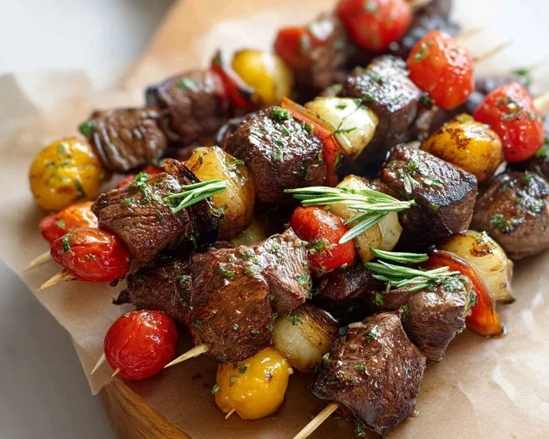 Rosemary Garlic Steak Kebabs