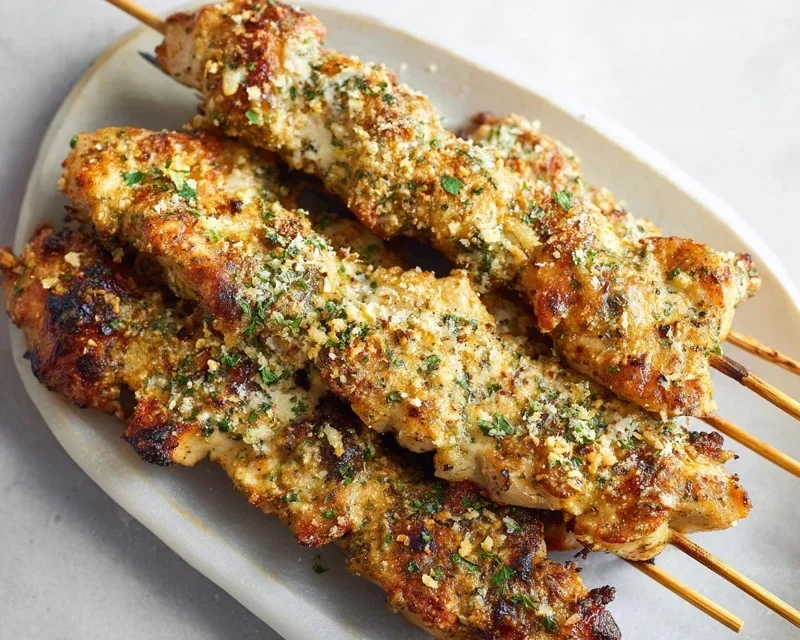 Garlic Parmesan Chicken Skewers