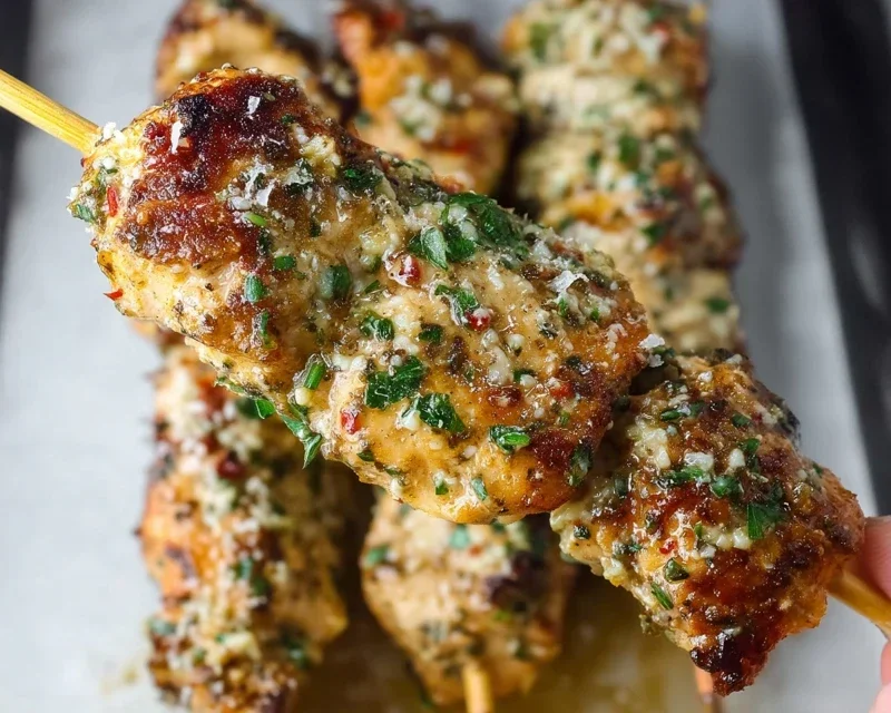 Ranch Garlic Parmesan Chicken Skewers
