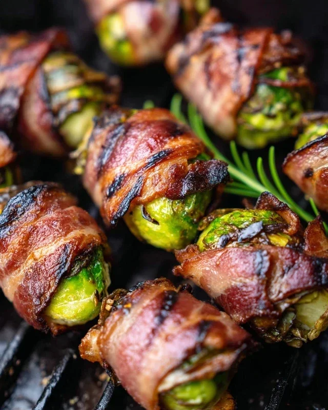 Grilled Beef Beef Bacon Wrapped Brussels Sprouts