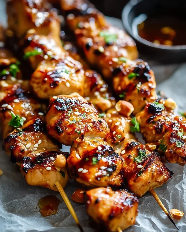 Easy Grilled Asian Chicken Skewers with Honey Garlic Sauce