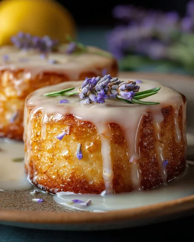 Mini Lemon Cakes With Lavender Glaze