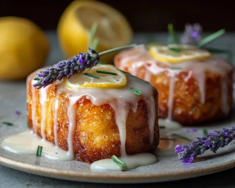 Mini Lemon Cakes With Lavender Glaze