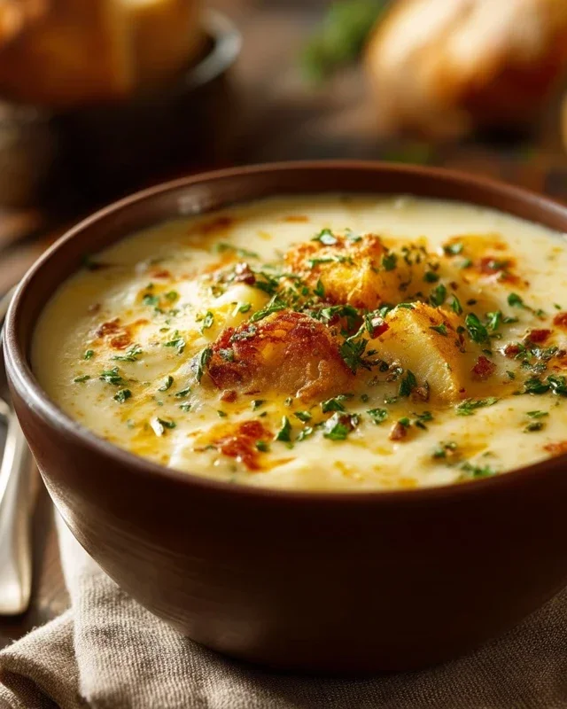 Hearty Cheddar Garlic Herb Potato Soup Recipe