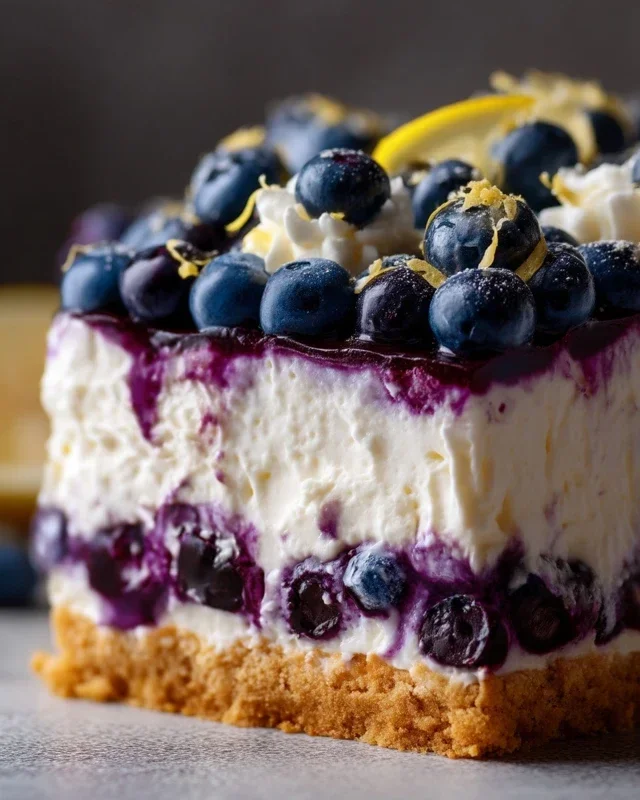 No-Bake Lemon dazzling Blueberry cream Cake