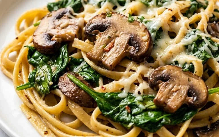 Parmesan Spinach Mushroom Pasta Skillet