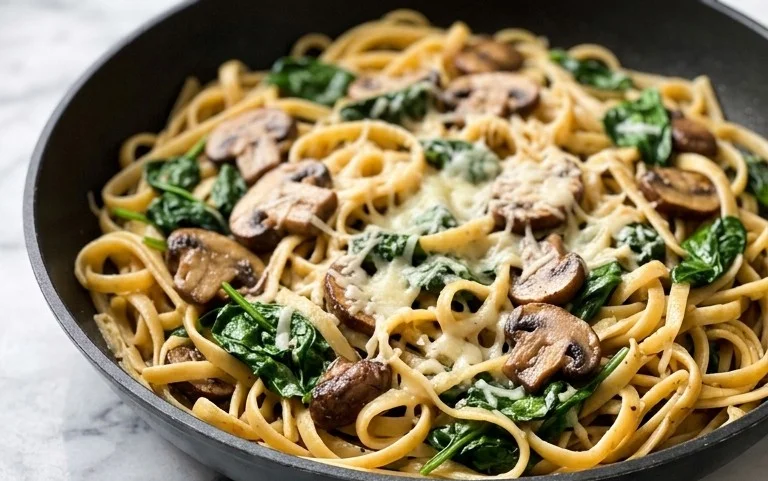 Parmesan Spinach Mushroom Pasta Skillet