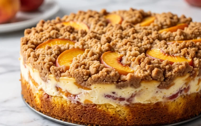 Peach Cream Cheese Cake with Streusel Topping