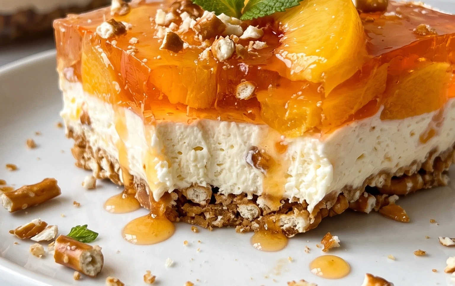 Peach Pretzel Salad Dessert