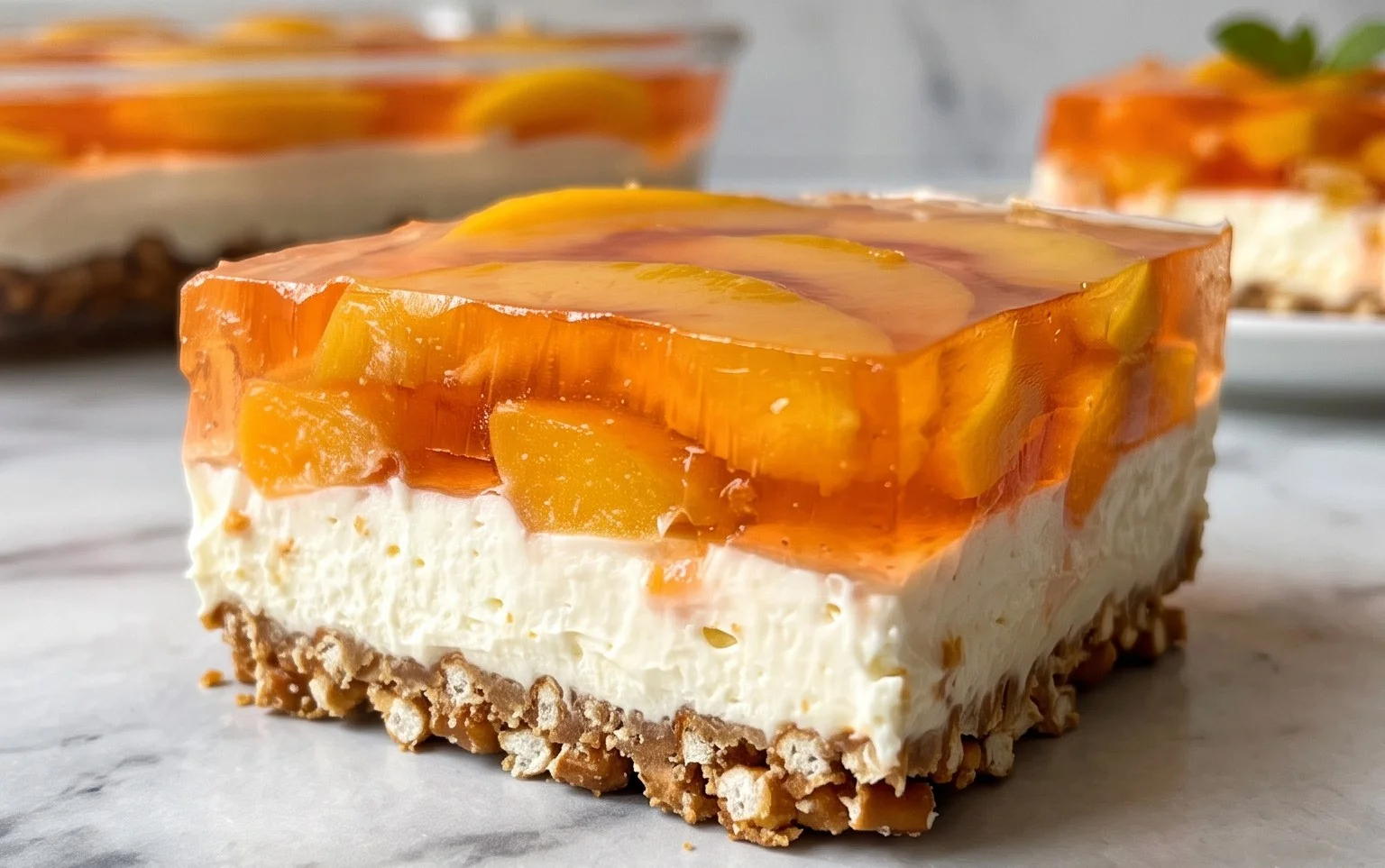 Peach Pretzel Salad Dessert