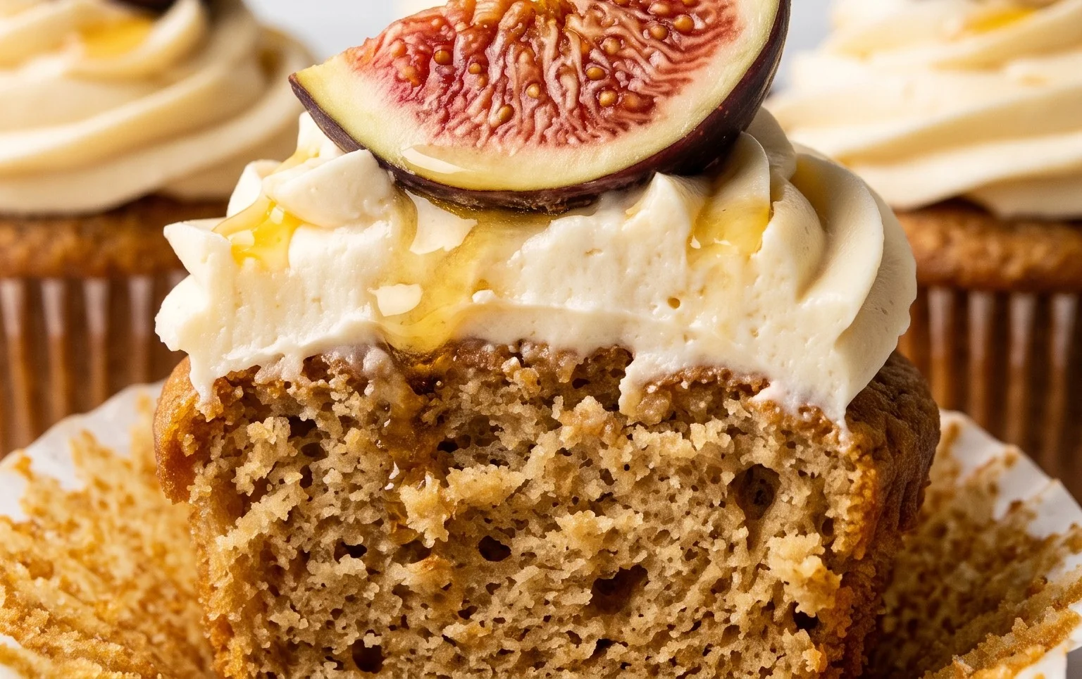 Fig Cupcakes with Honey Cream Cheese Frosting