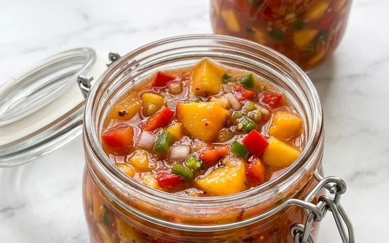 Sweet & Spicy Peach Salsa Canning Recipe