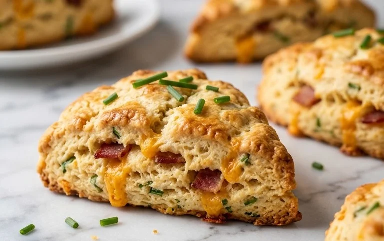 Beef Bacon Cheddar and Chive Scones